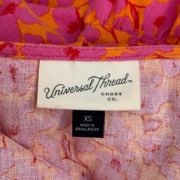 Universal Thread Tiered Linen Blend Floral Babydoll Mini Dress, Size XS - Picture 7 of 8